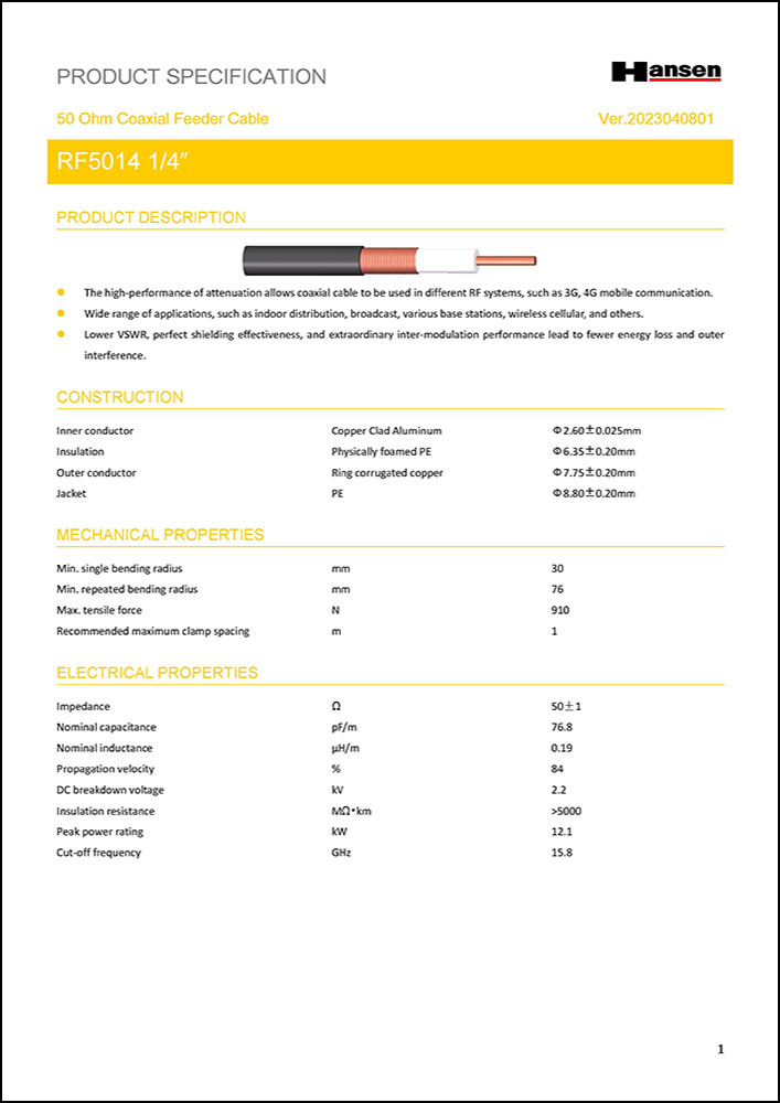 hansen RF5014 brochure